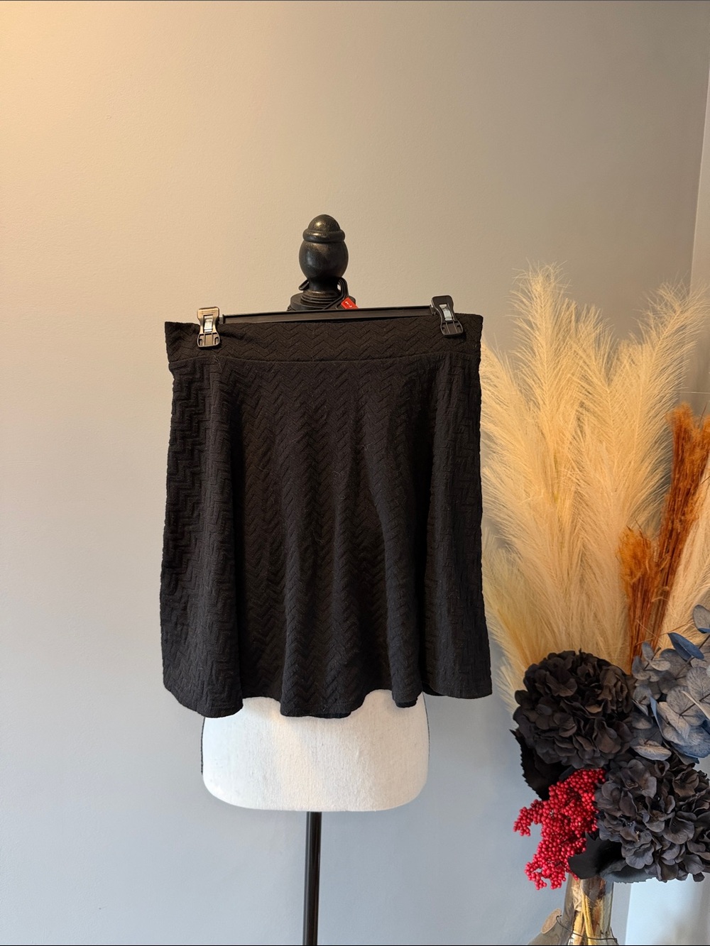 Xhilaration Black Textured Circle Skirt